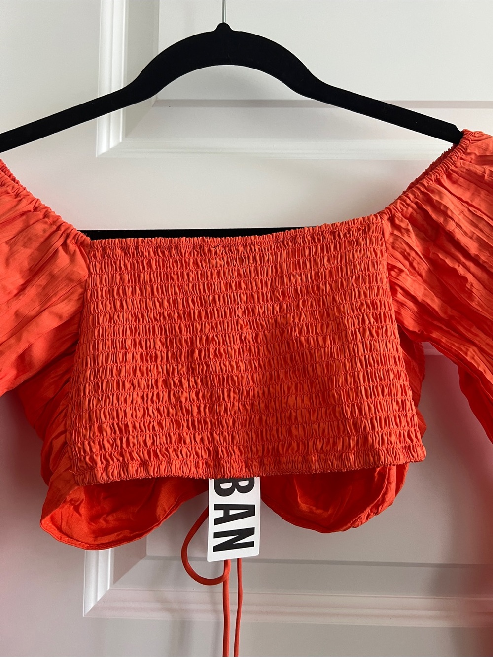 Urban Outfitters Bright Orange Ruched Long-Sleeve Crop Top - Picture 5 of 5